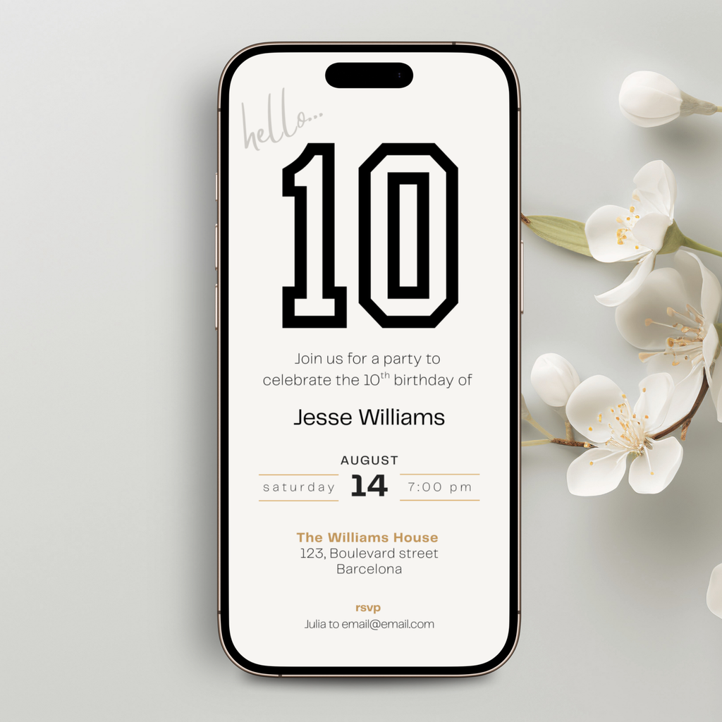 Minimalistic Sporty 10th Birthday Invitation for Teen Boys