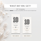 Two digital invitations with the number 10 on a white background with decorative elements.