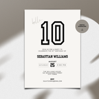 Invitation card for a 10th birthday party with black text on a white background