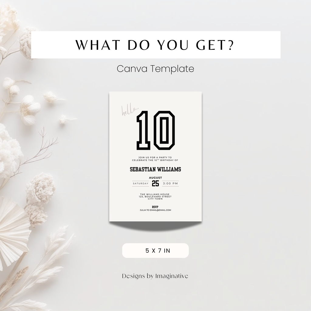 Minimal Sports 10th Birthday Invitation Boys