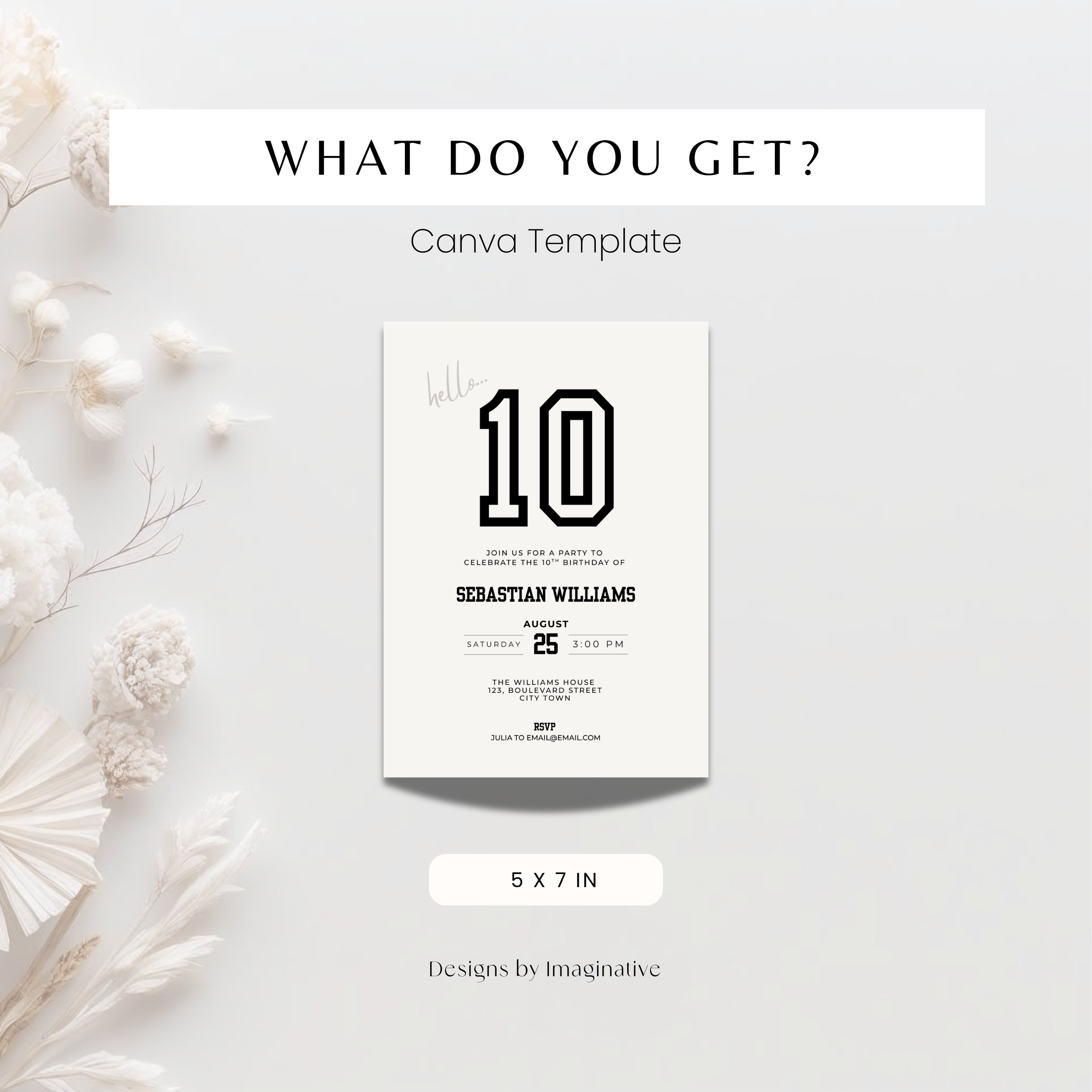 Minimal Sports 10th Birthday Invitation Boys