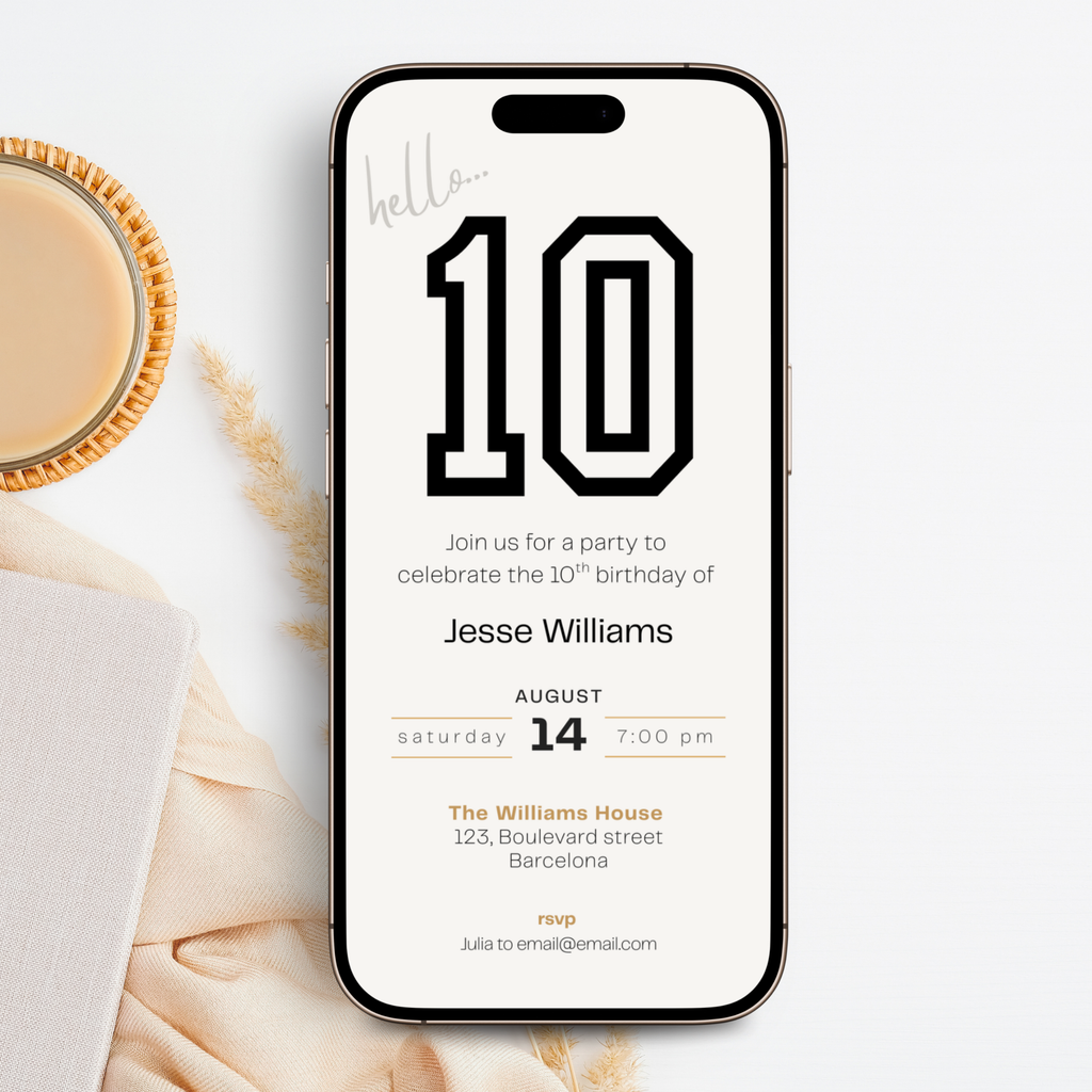 Minimalistic Sporty 10th Birthday Invitation for Teen Boys