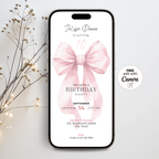 Pink Coquette Bow 10th Birthday Invitation