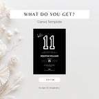 Black 11th Birthday Invitation Minimal For Boys