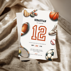 Sports Balls 12th Birthday Invitation for Boys