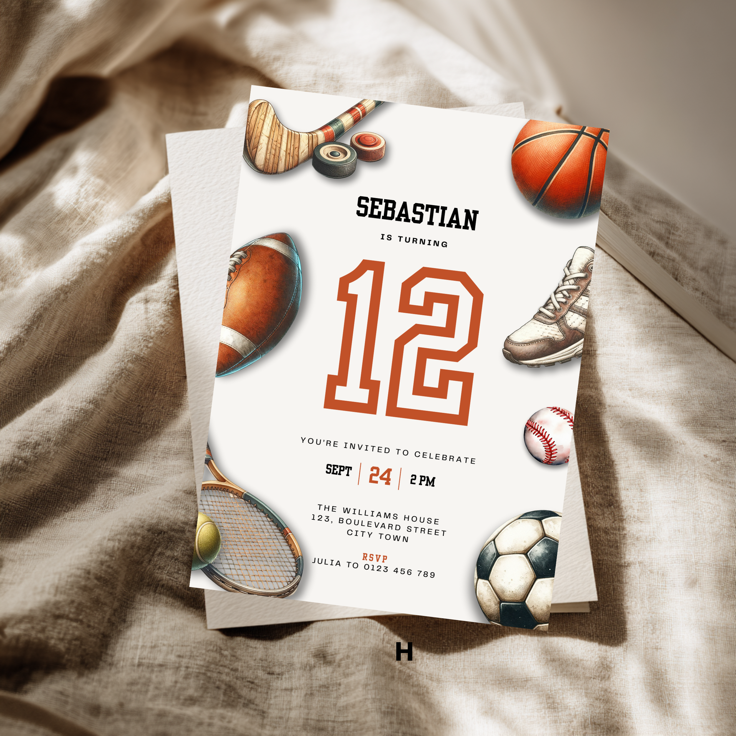 Sports Balls 12th Birthday Invitation for Boys