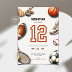 Sports Balls 12th Birthday Invitation for Boys