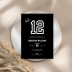 Minimal Black Sports 12th Birthday Invitation for Boys