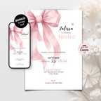 Pink Bow Coquette 12th Birthday Invitation