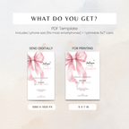 Pink Bow Watercolor 12th Birthday Invitation
