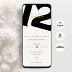 Modern Black Tween 12th Birthday Invitation