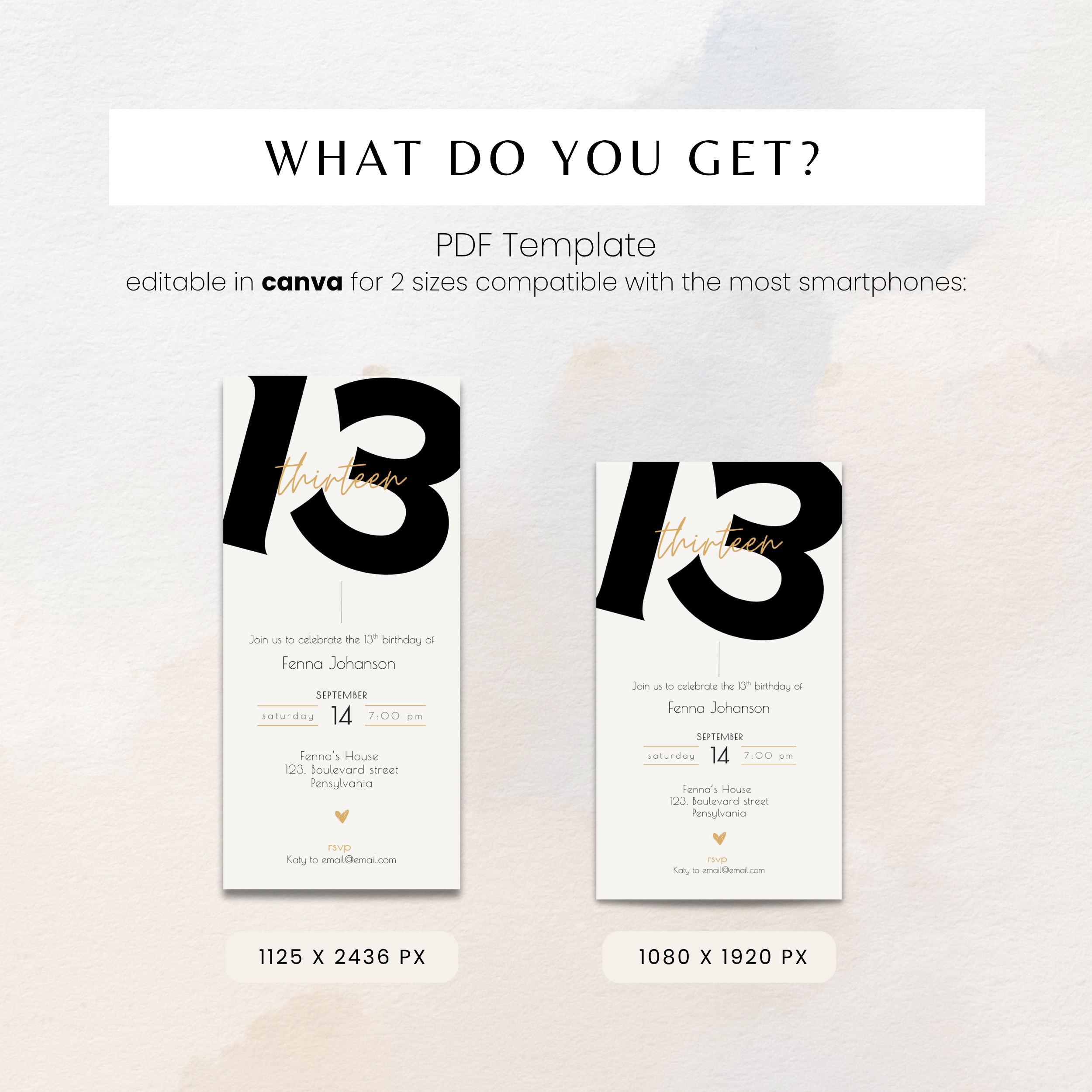 Minimalist Bold 13th Birthday Invitation