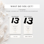 Minimal Bold 13th Birthday Invitation