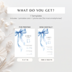Blue Bow 13th Birthday Invitation Girls