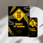 Road speed limit 13th birthday invitation template for boys