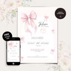 Pink Bow Coquette 13th Birthday Invitation Girls