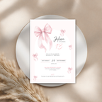Pink Bow Coquette 13th Birthday Invitation Girls