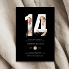 Minimal Black 14th Birthday Invitation Photo for Boys