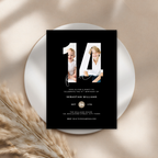 Minimal Black 14th Birthday Invitation Photo for Boys