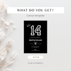Minimal Sports Black 14th Birthday Invitation for Boys