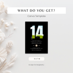 Minimal Black 14th Birthday Invitation Photo for Boys