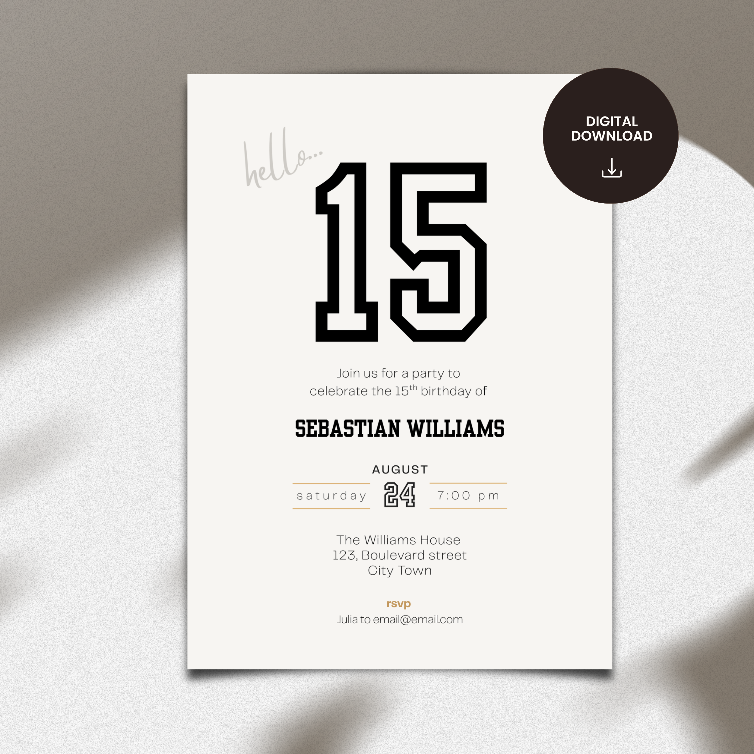 Sports 15th Birthday Invitation Boys
