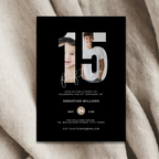 Black 15th Birthday Invitation Photo Template for Boys
