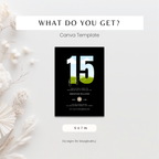 Black 15th Birthday Invitation Photo Template for Boys