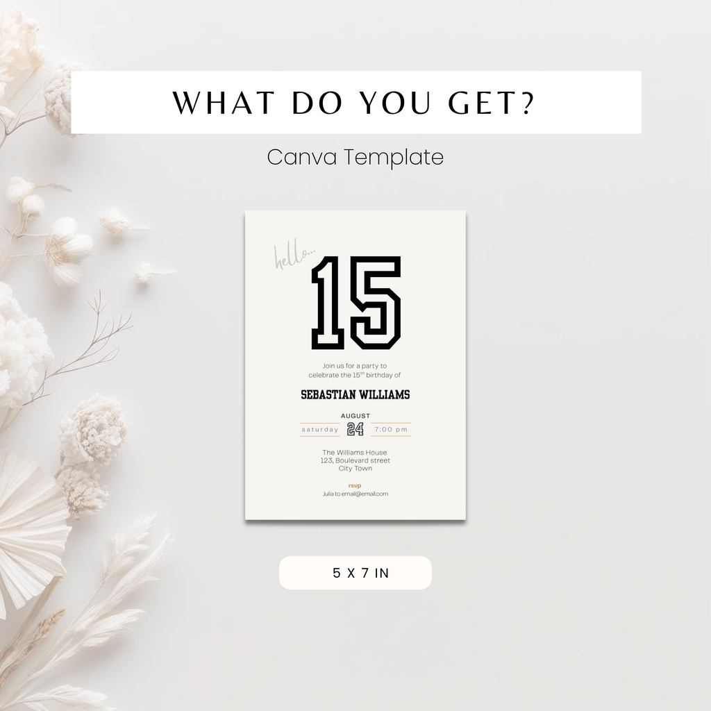 Minimal Sports 15th Birthday Invitation Boys