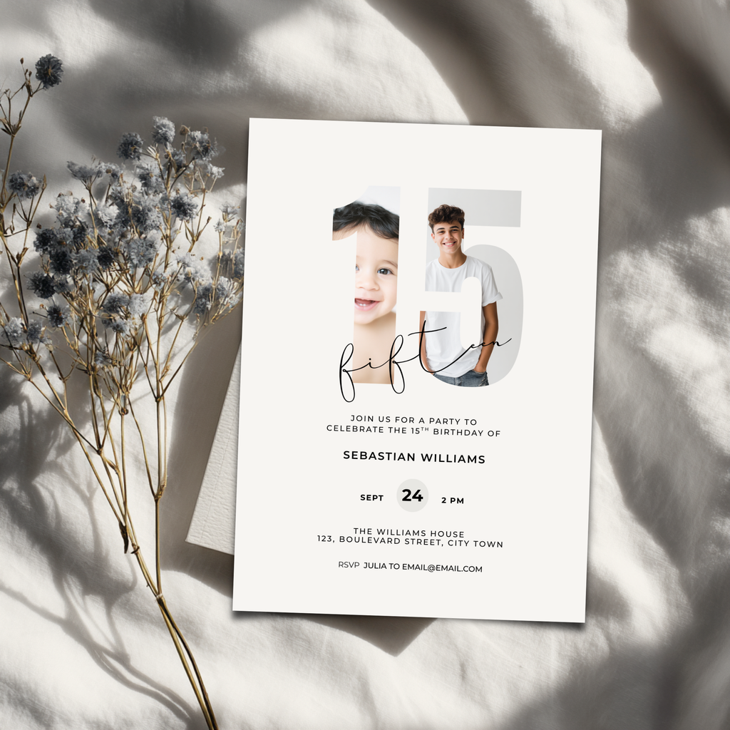 Photo 15th Birthday Invitation Boys