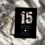 Black 15th Birthday Invitation Photo Template for Boys
