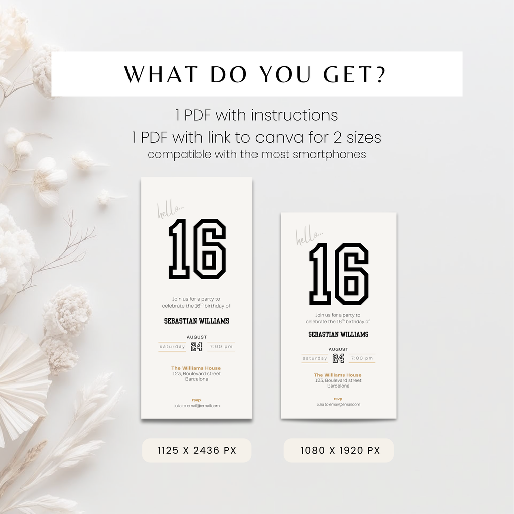 Minimal Sports 16th Birthday Invitation Boys
