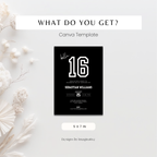 Black Minimal Sports Birthday Invitation for Boys