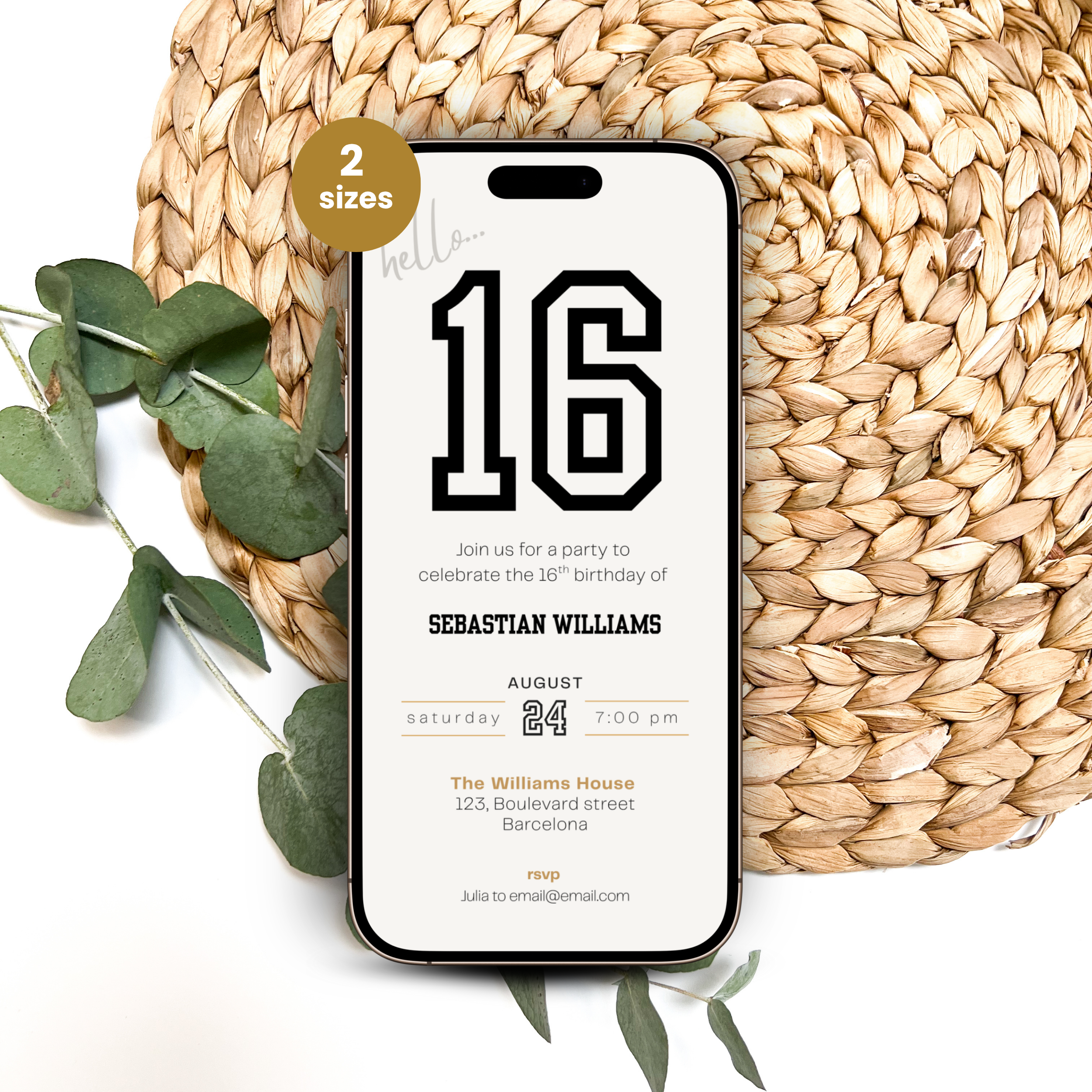 Minimal Sports 16th Birthday Invitation Boys