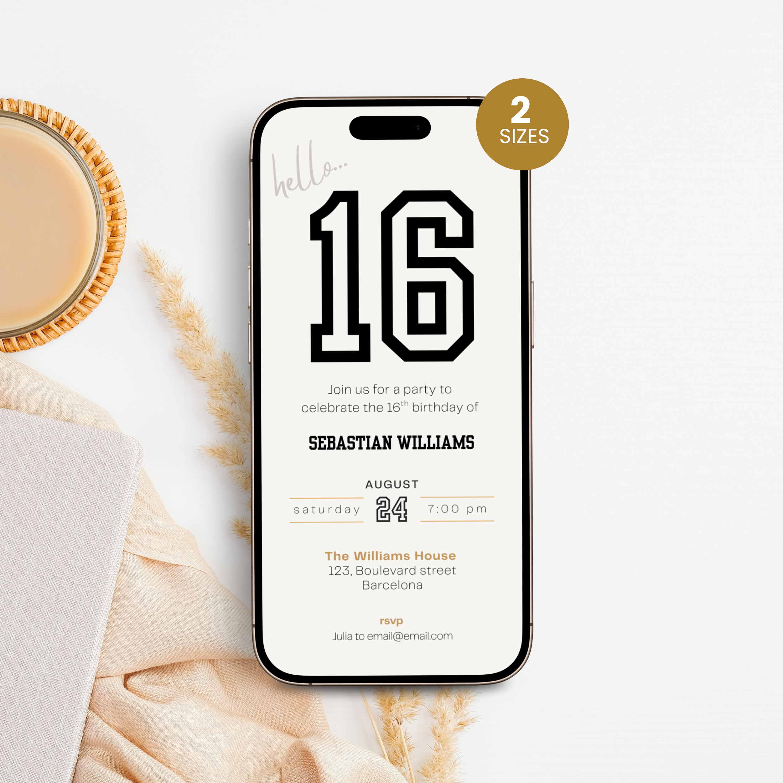 Minimal Sports 16th Birthday Invitation Boys