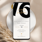 Minimal Sweet Sixteen Birthday  Invitation