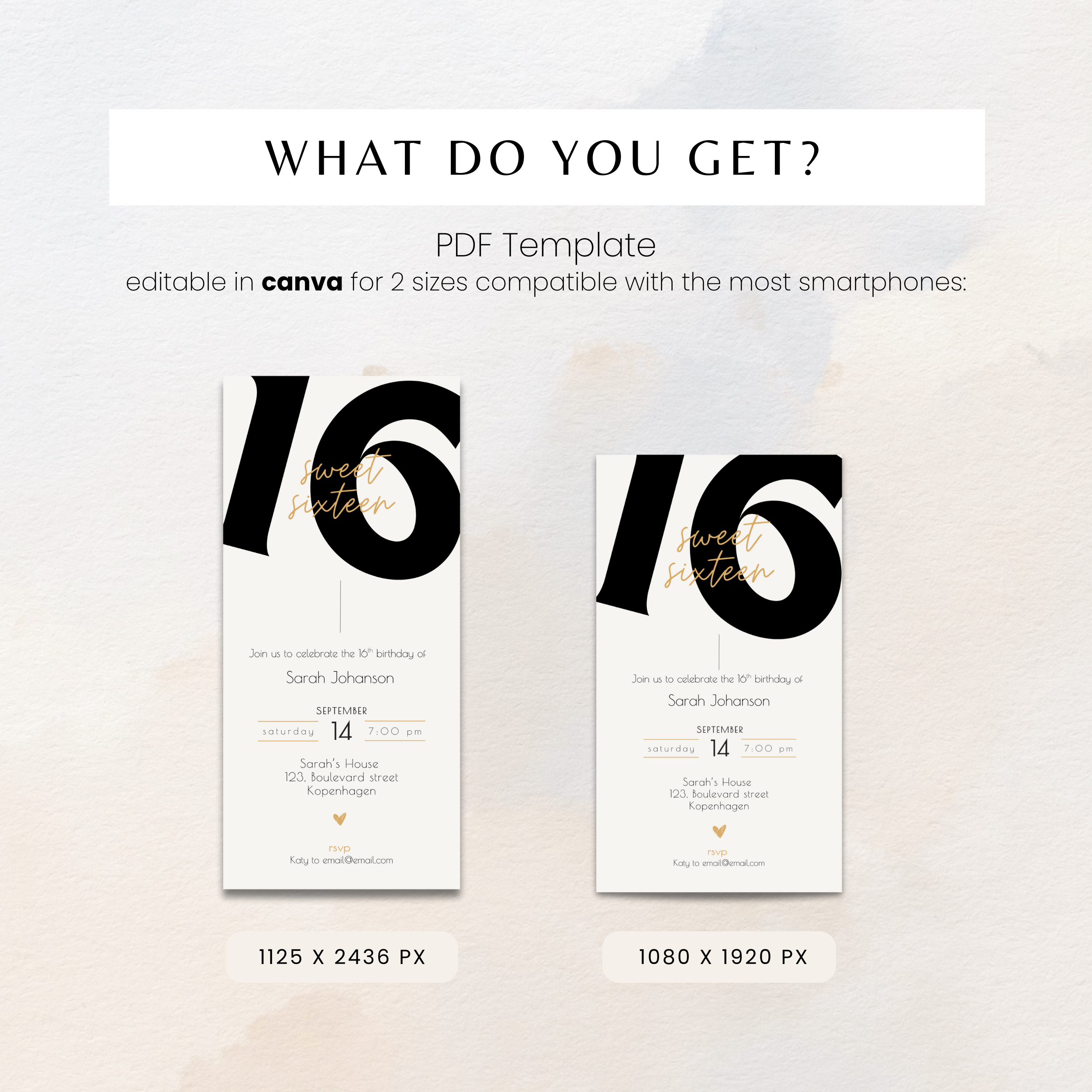 Minimal Sweet Sixteen Birthday  Invitation