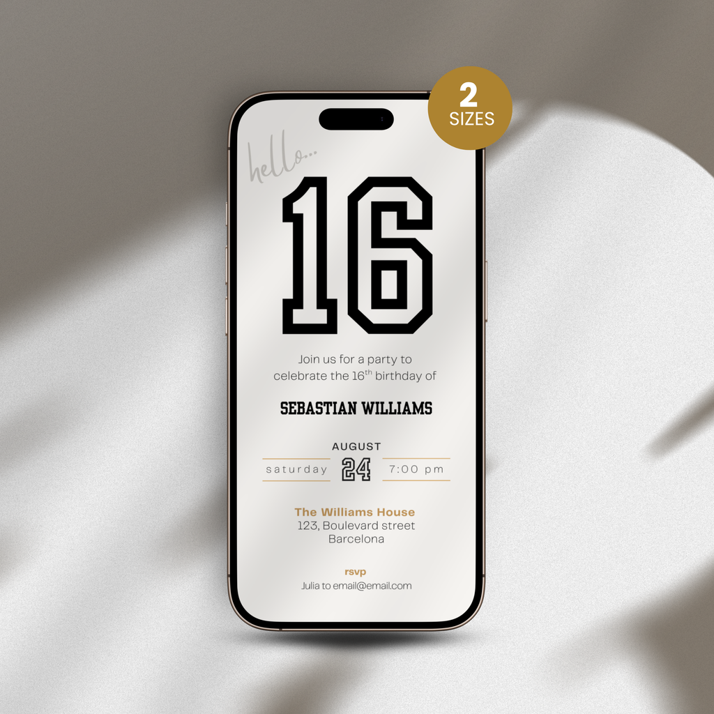 Minimal Sports 16th Birthday Invitation Boys