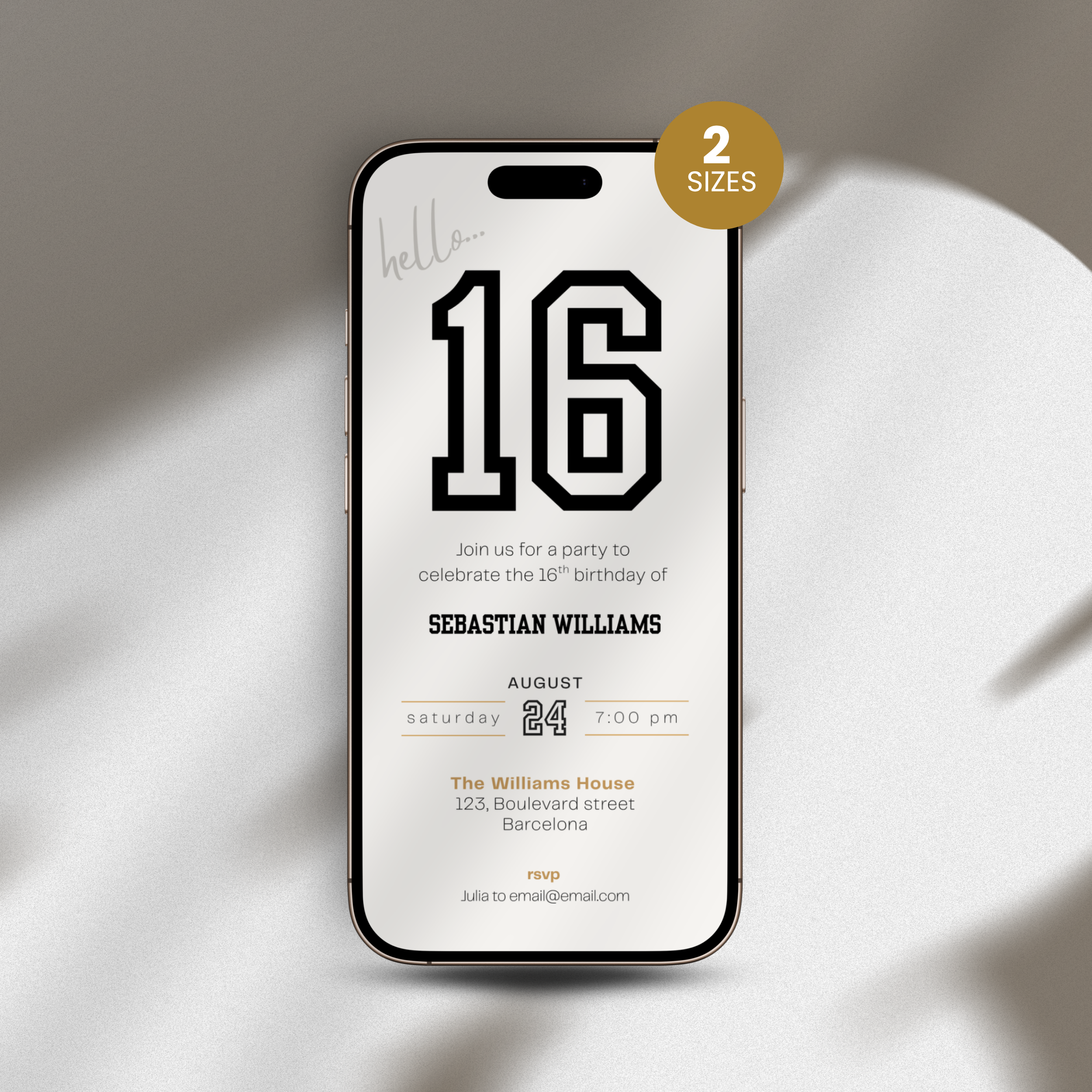 Minimal Sports 16th Birthday Invitation Boys
