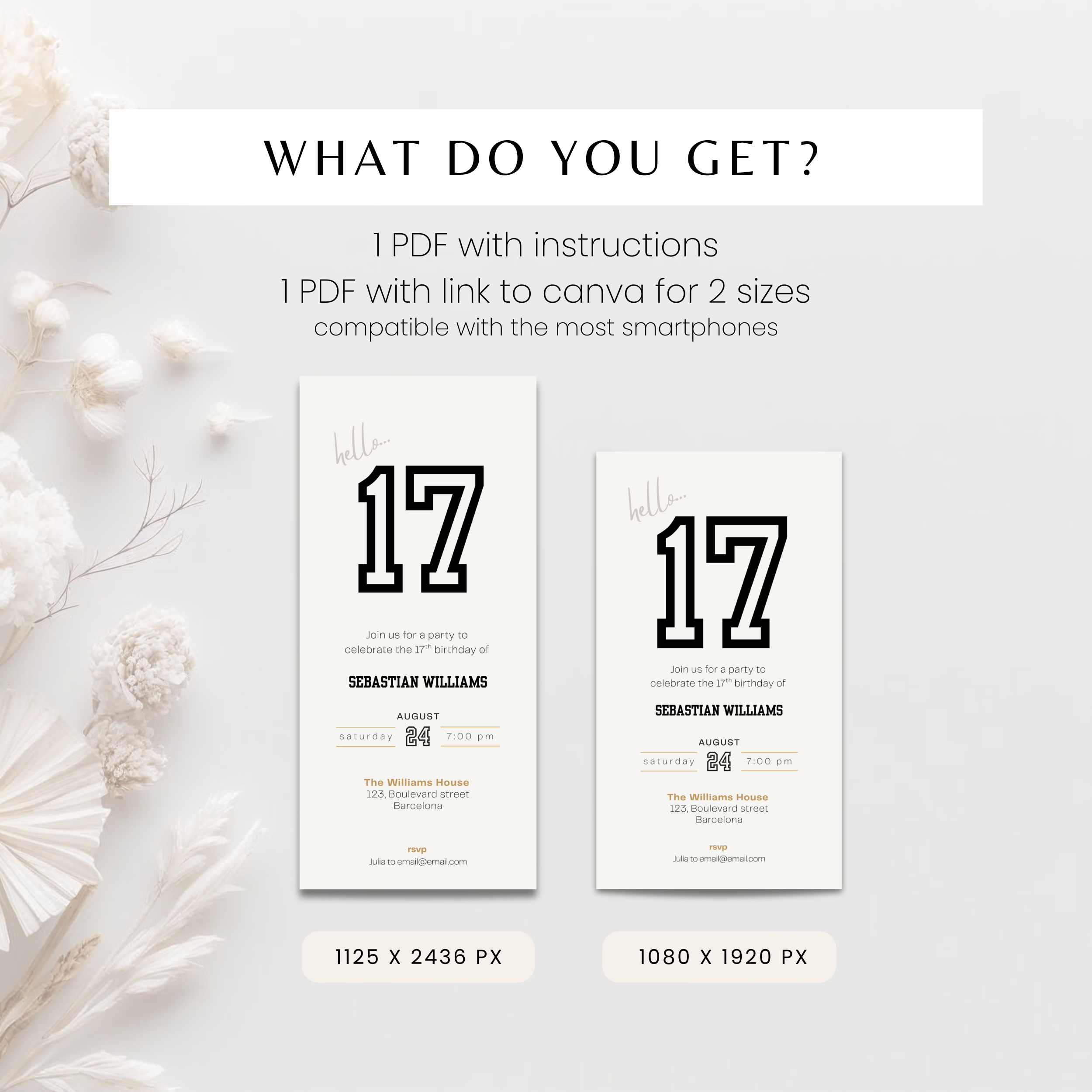 Minimal Sports 17th Birthday Invitation Template
