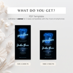 Blue Neon Glow 17th Birthday Invitation