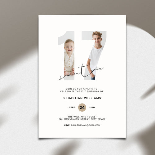 17th Birthday Photo Invitation Template