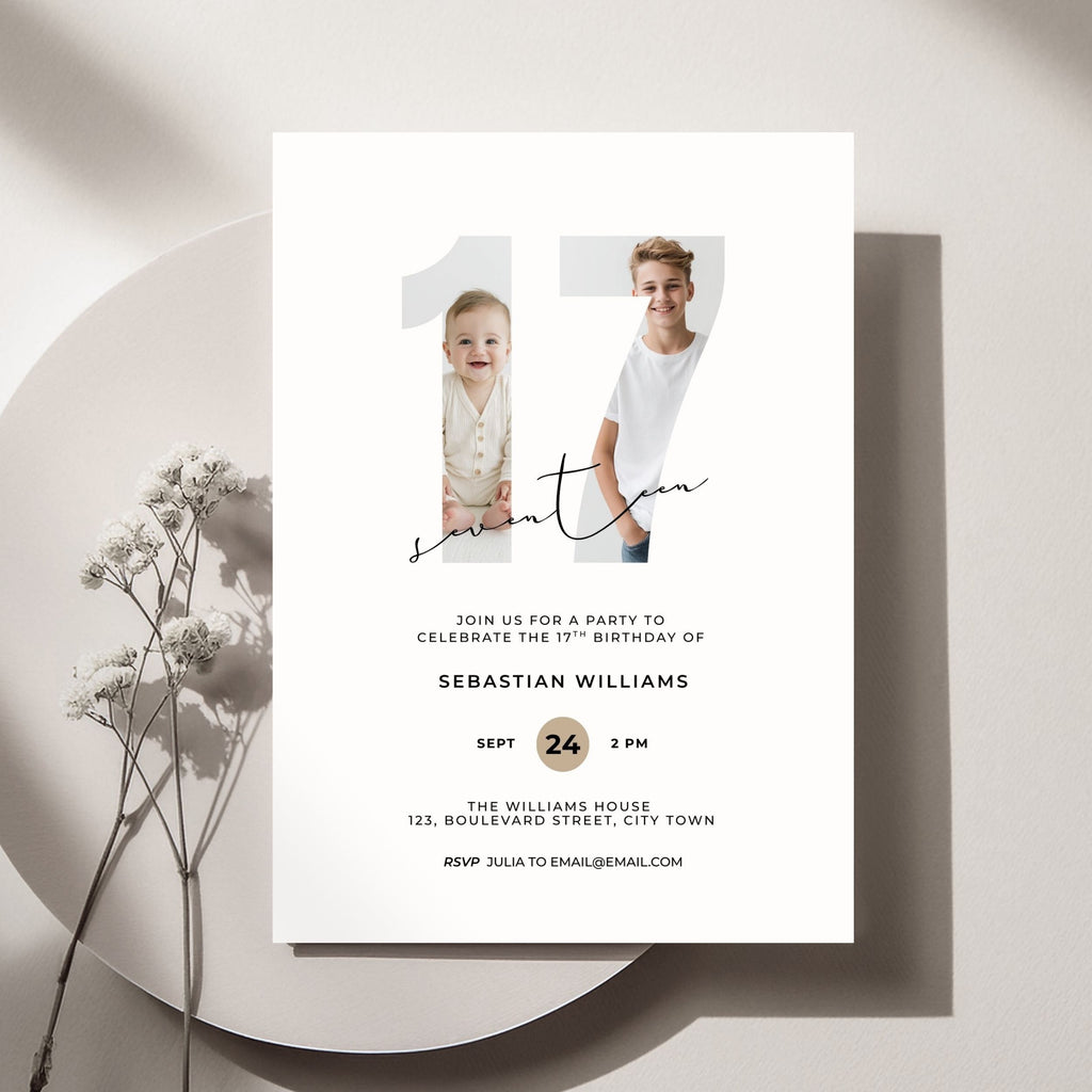 17th Birthday Photo Invitation Template