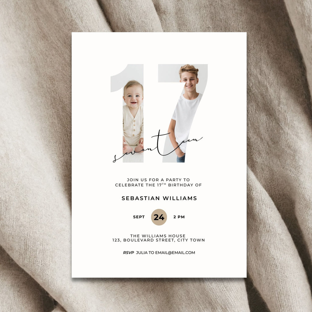 17th Birthday Photo Invitation Template