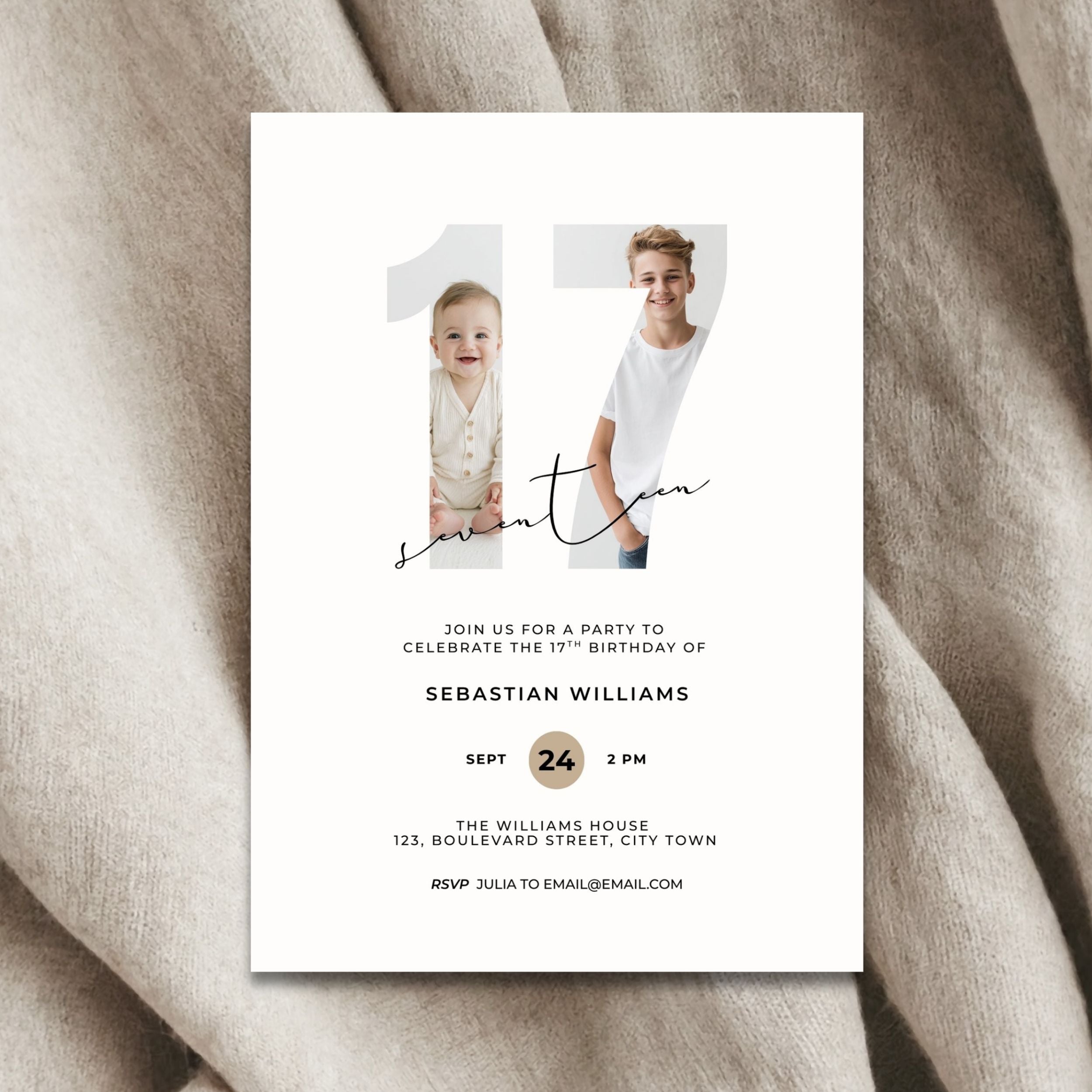 17th Birthday Photo Invitation Template