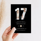 Black17th Birthday Photo Invitation Template Boys