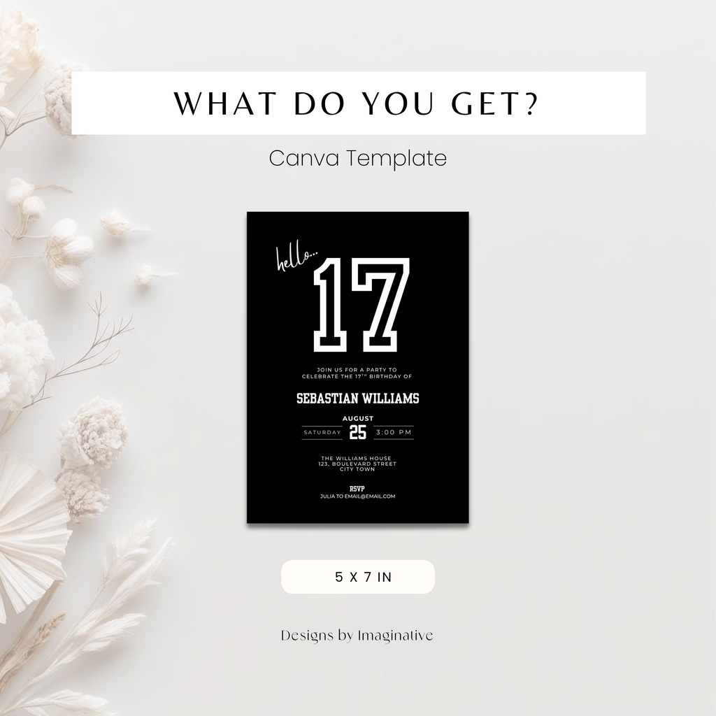 Black Sports 17th Birthday Invitation Template