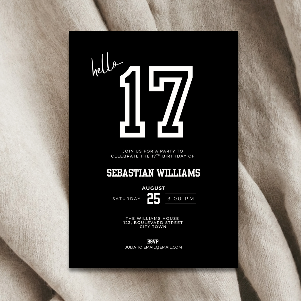 Black Sports 17th Birthday Invitation Template