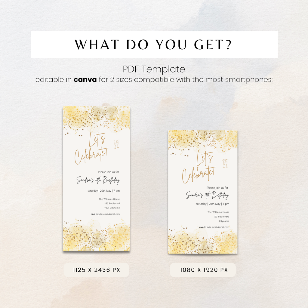 Modern Gold 18th Birthday Invitation Template