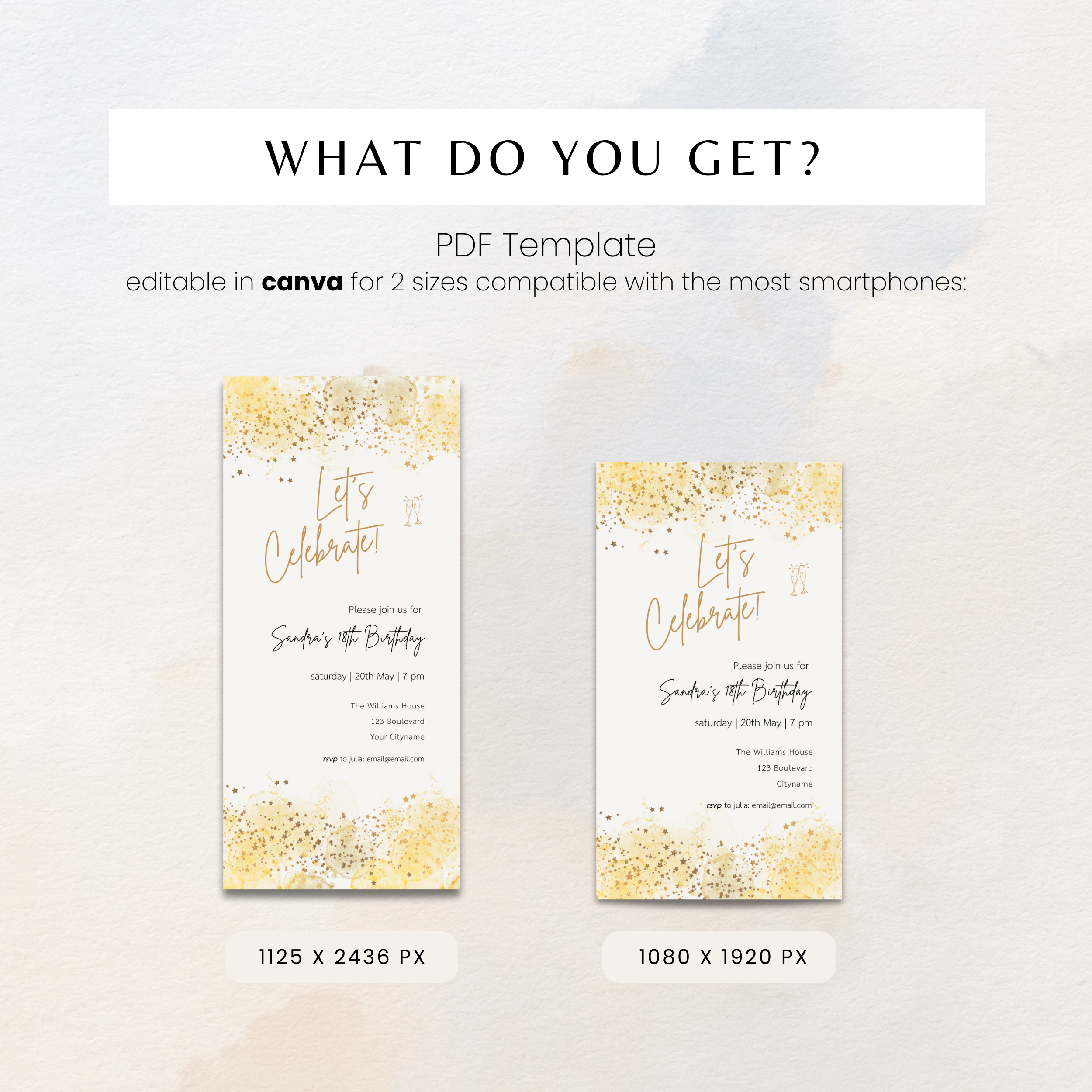 Modern Gold 18th Birthday Invitation Template
